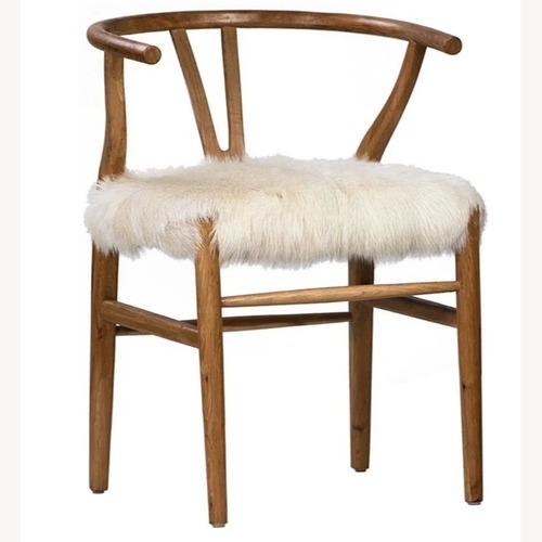Used White Fur & Wood Dining Chairs for sale on AptDeco