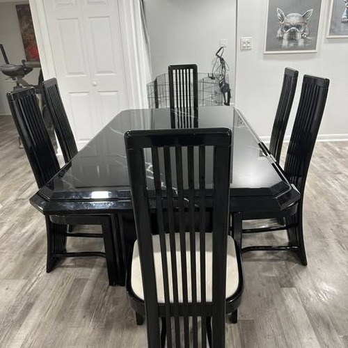 Used Contemporary Black Lacquer Formal Dining Table for sale on AptDeco