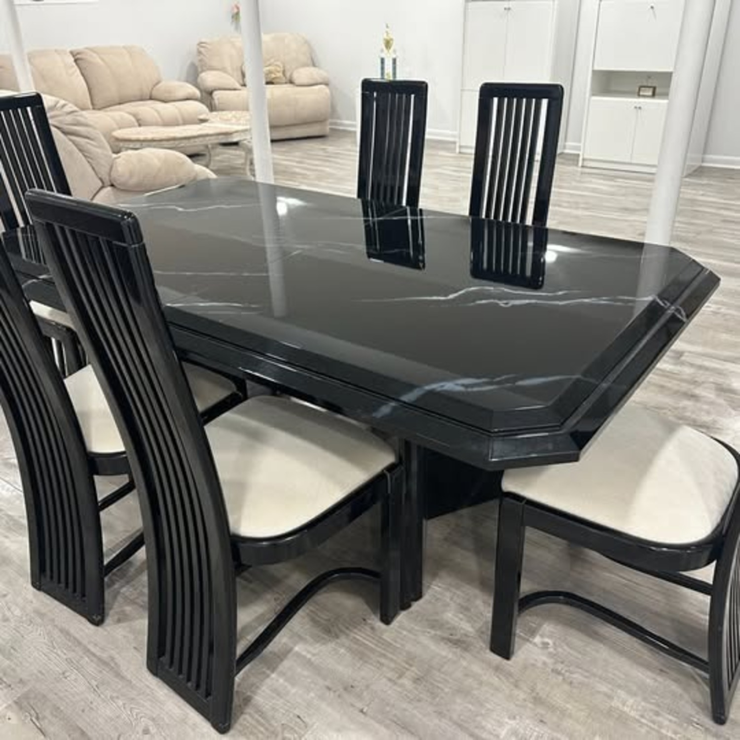 Contemporary Black Lacquer Formal Dining Table - image-1