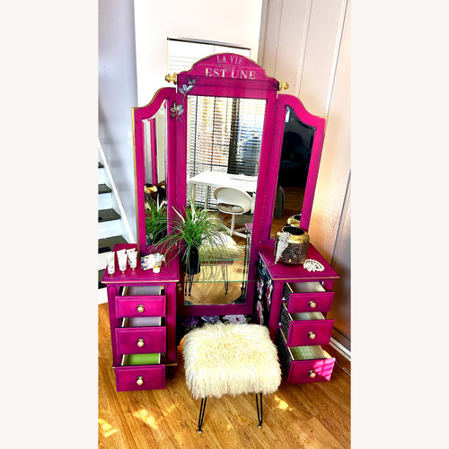 Used Vintage Pink Vanity Set for sale on AptDeco