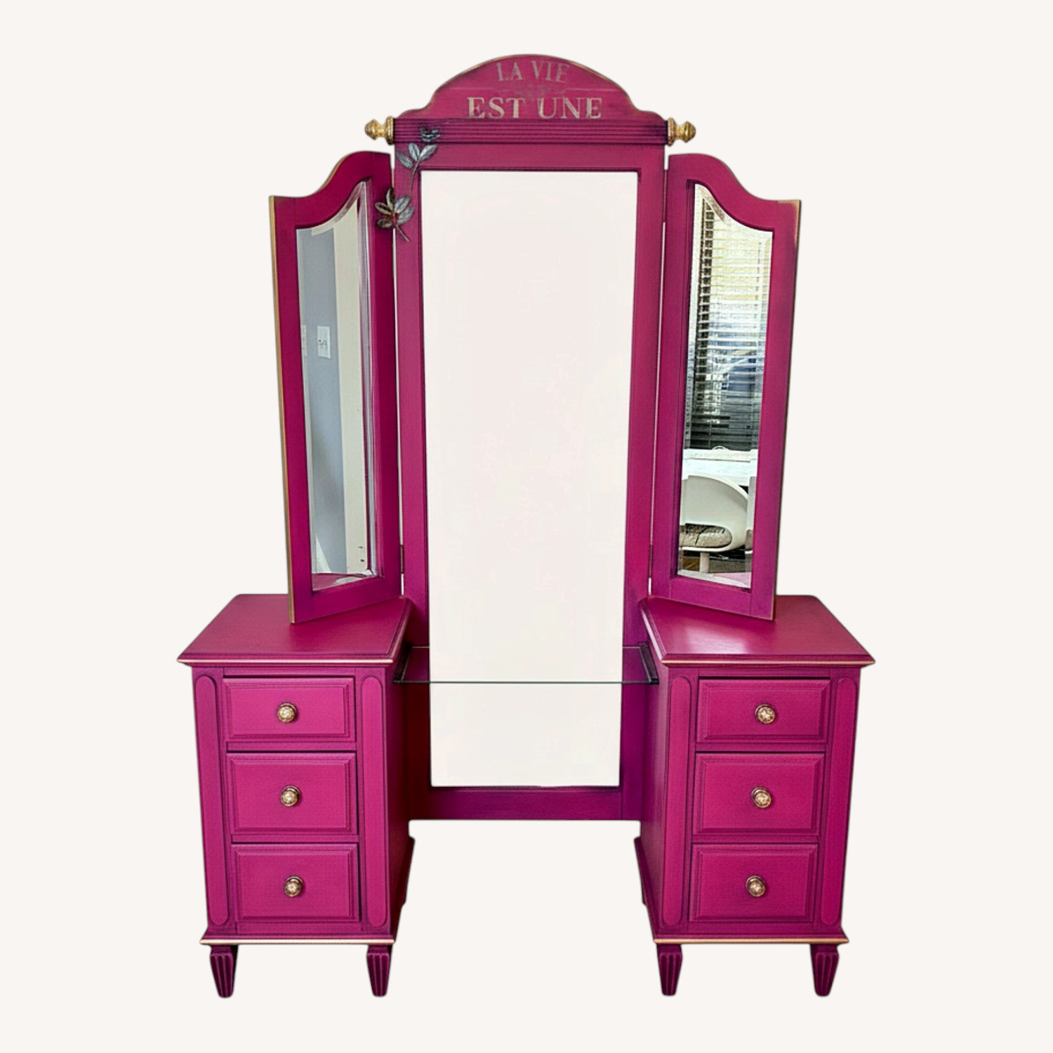 open lace back dress Makeup Vanity Table with 3 Color Touch Screen Mirror Storage Shelf and 4  Drawers Pink Bedroom Dressing Table : Amazon.ie: Home & Kitchen