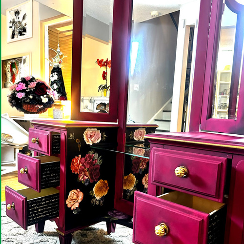 Used Vintage Pink Vanity Set for sale on AptDeco