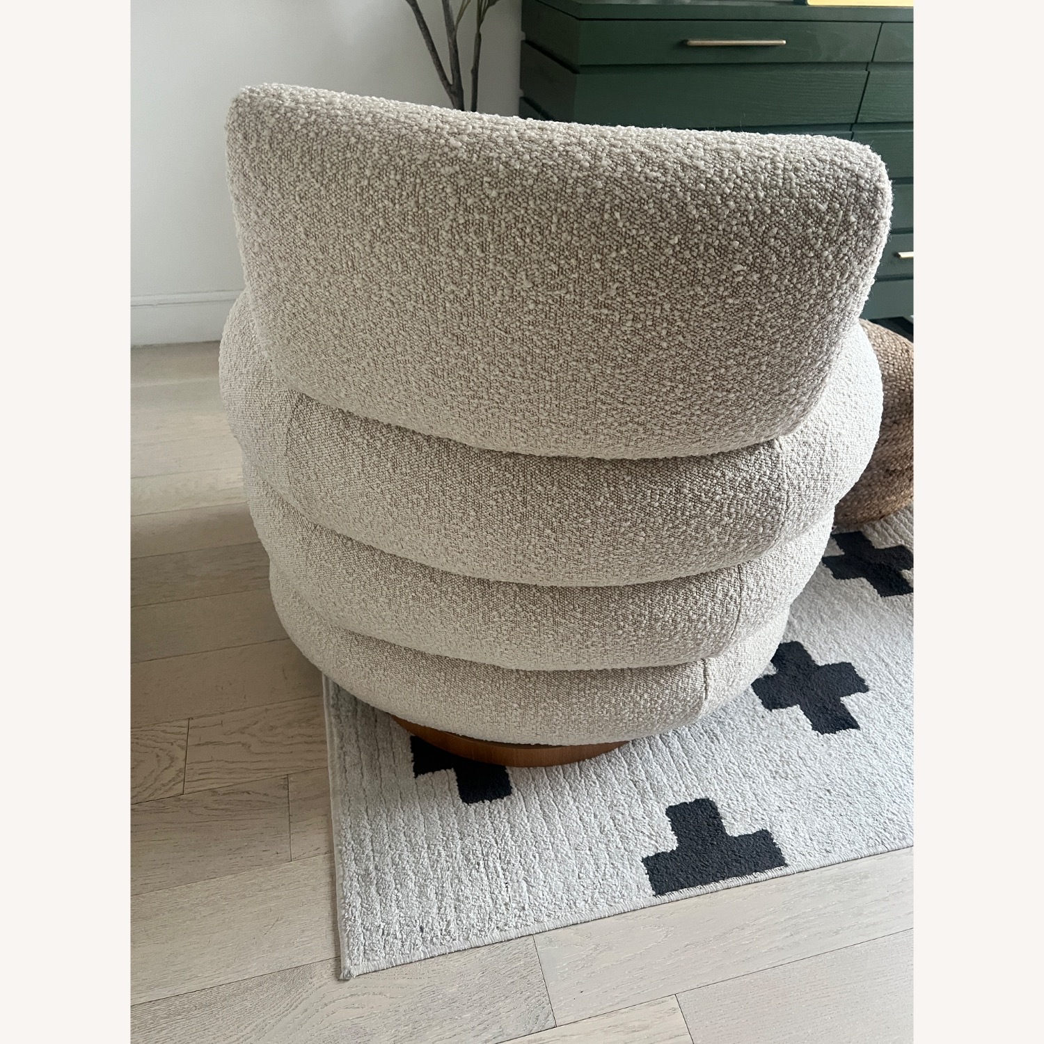 Crate & Barrel Kids Cream Boucle Swivel Glider - image-4