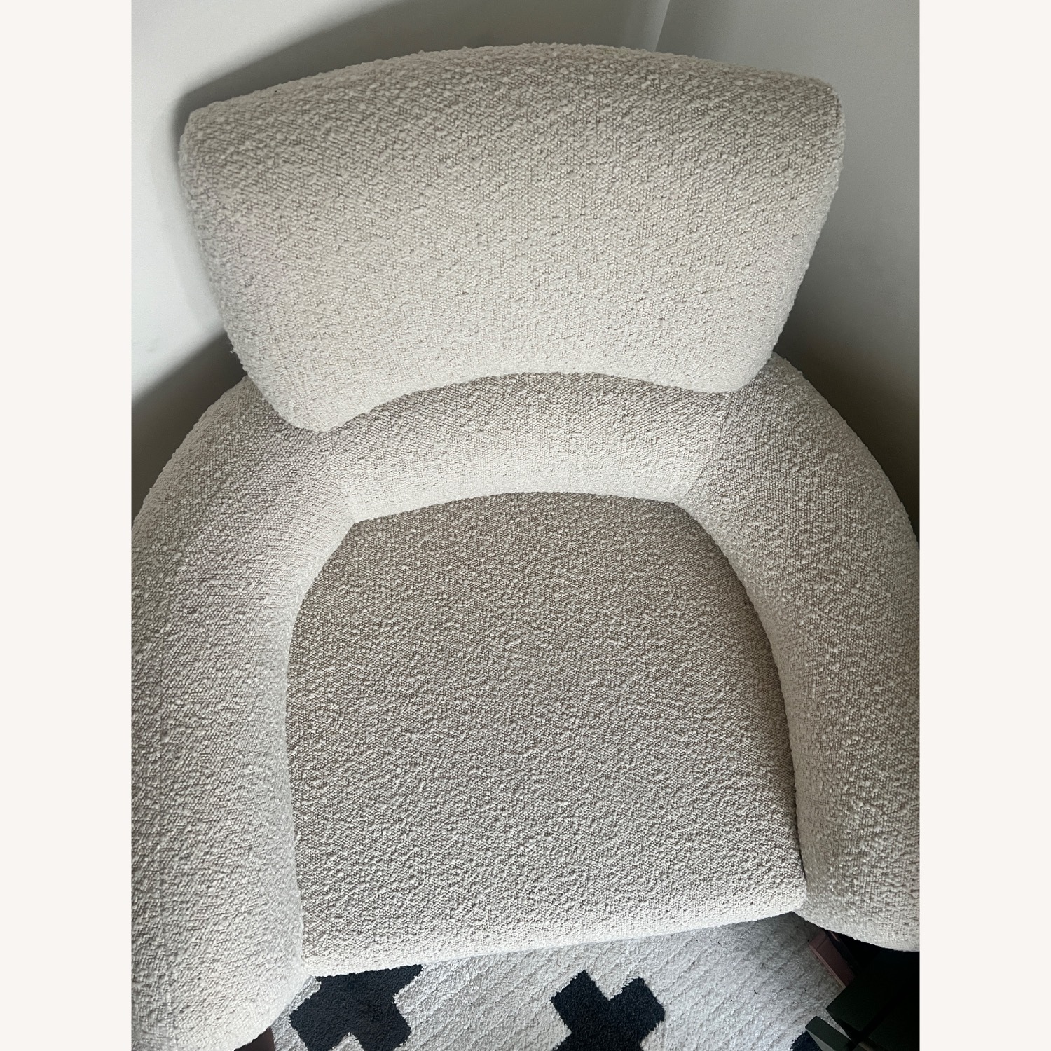 Crate & Barrel Kids Cream Boucle Swivel Glider - image-2