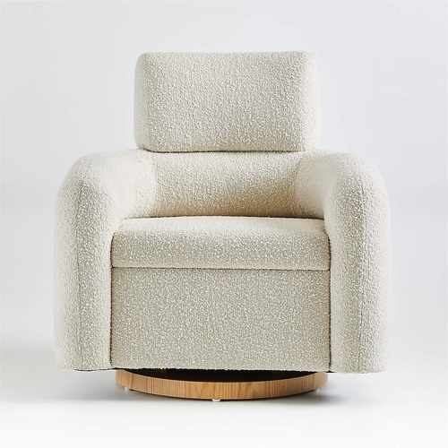 Used Crate & Barrel Kids Cream Boucle Swivel Glider for sale on AptDeco