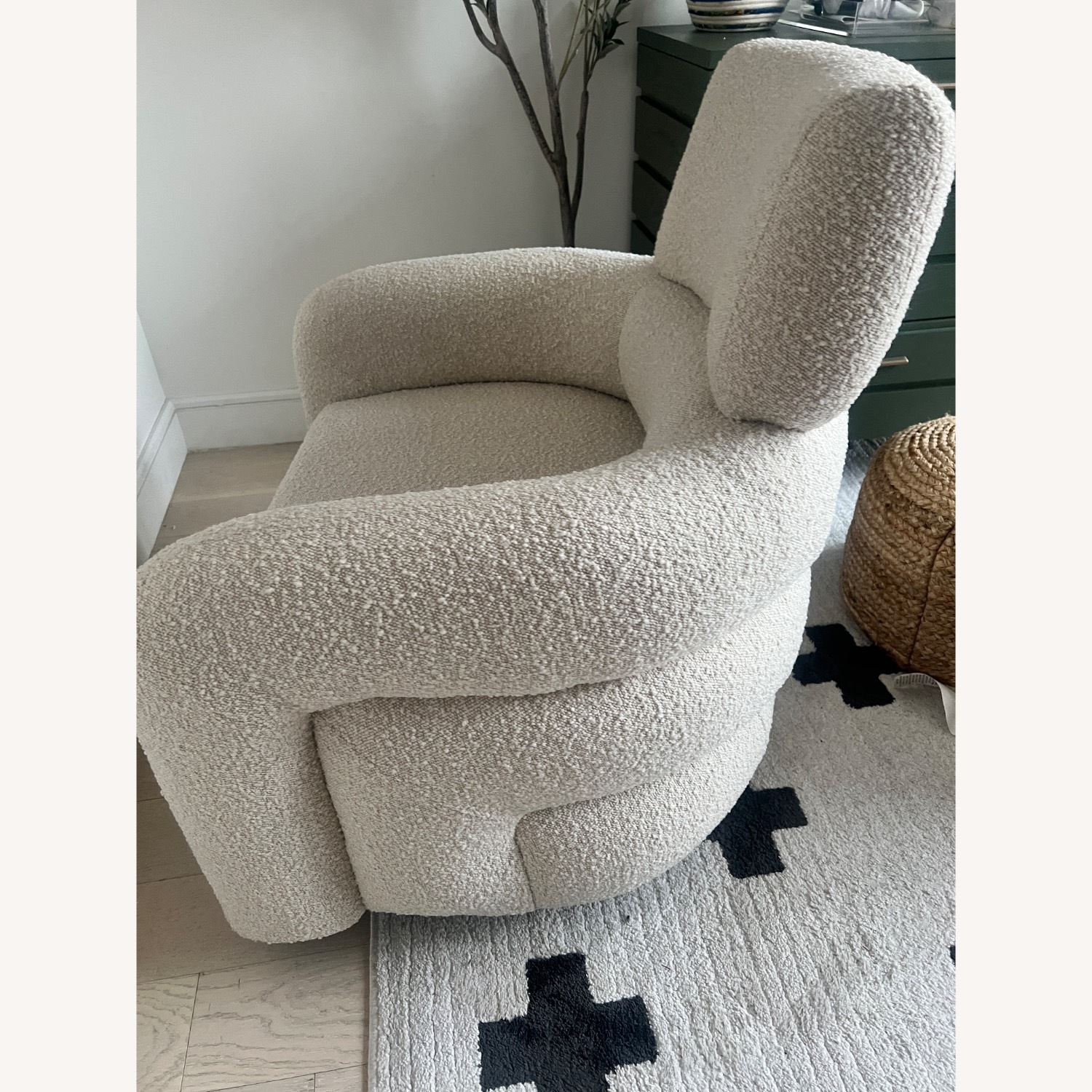 Crate & Barrel Kids Cream Boucle Swivel Glider - image-5