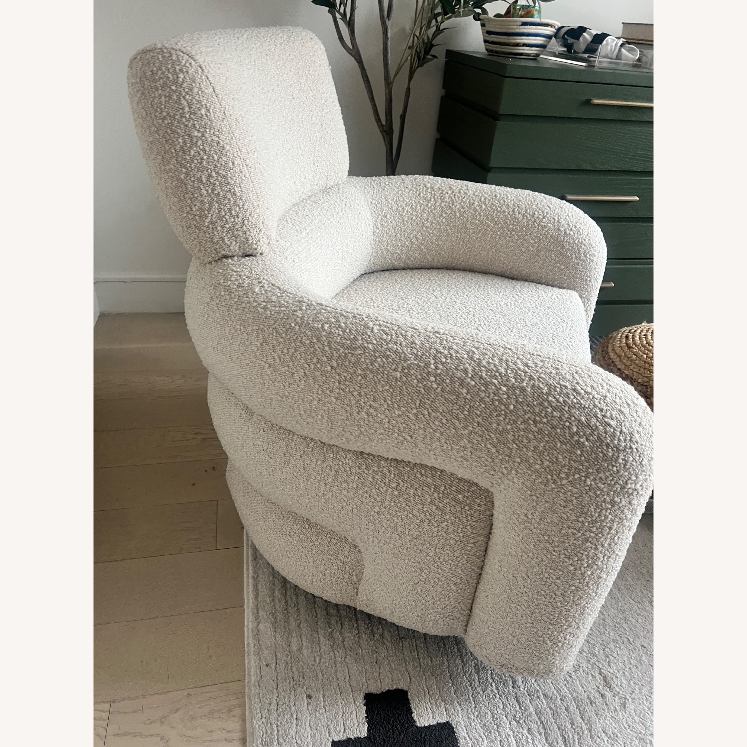 Crate & Barrel Kids Cream Boucle Swivel Glider - image-3