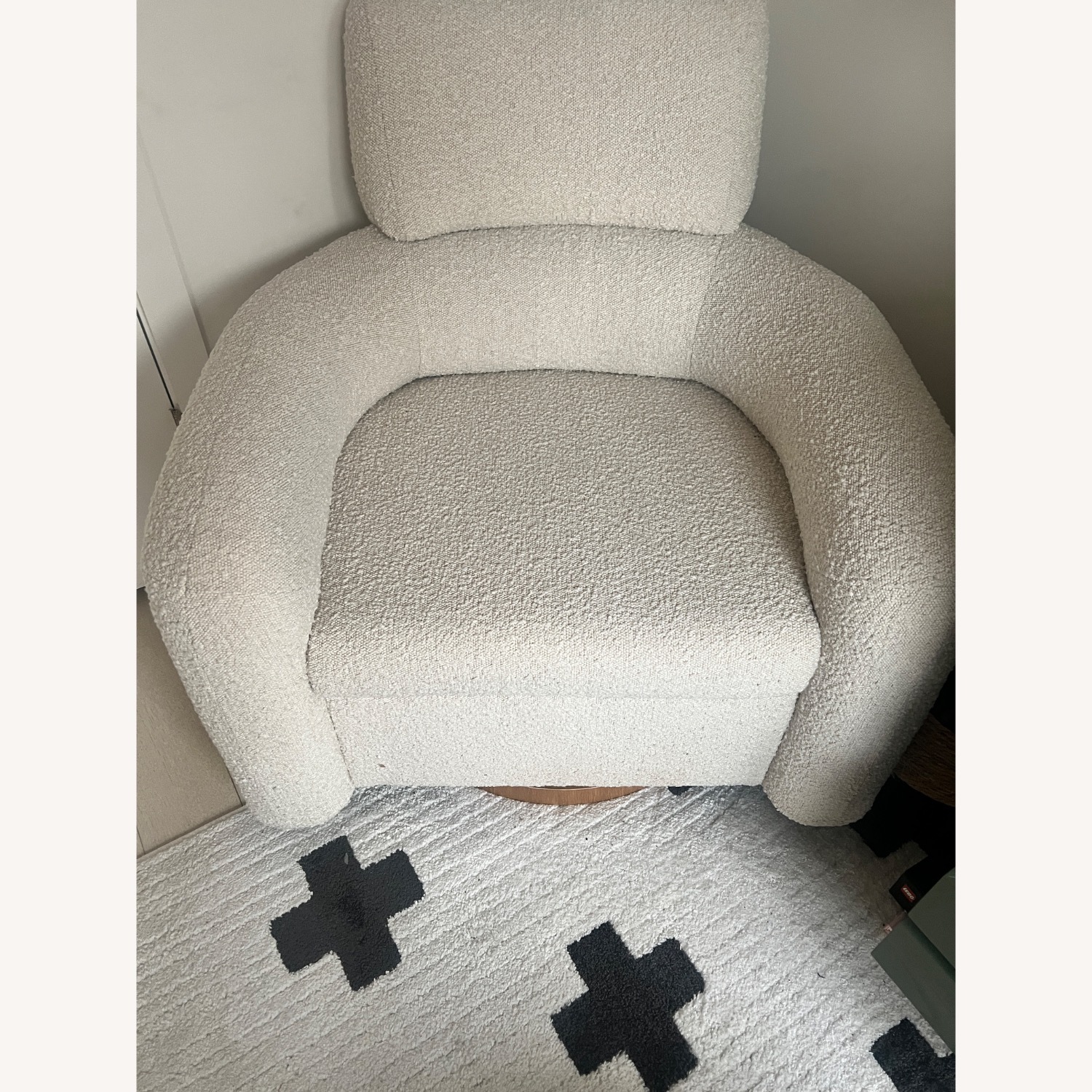 Crate & Barrel Kids Cream Boucle Swivel Glider - image-1