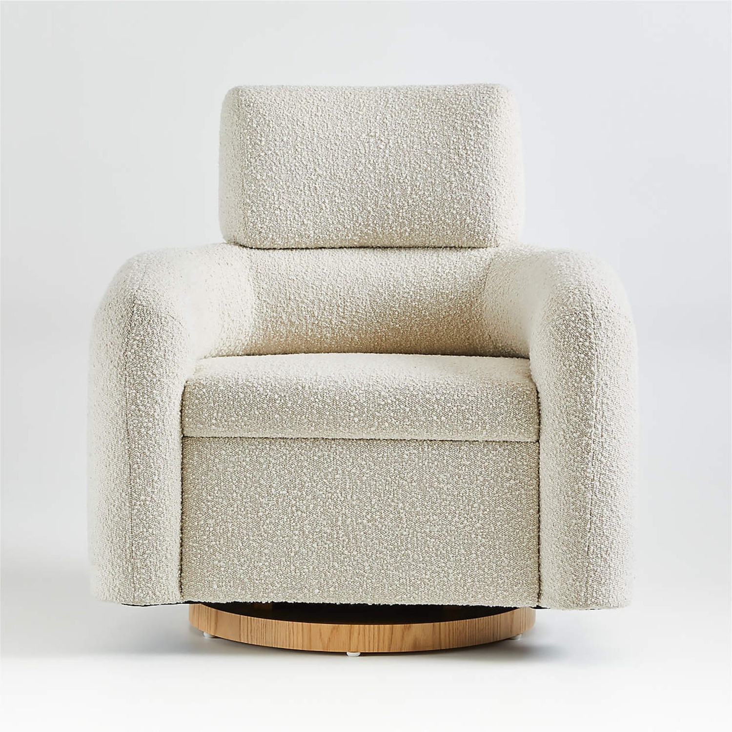 Crate & Barrel Kids Cream Boucle Swivel Glider - image-7