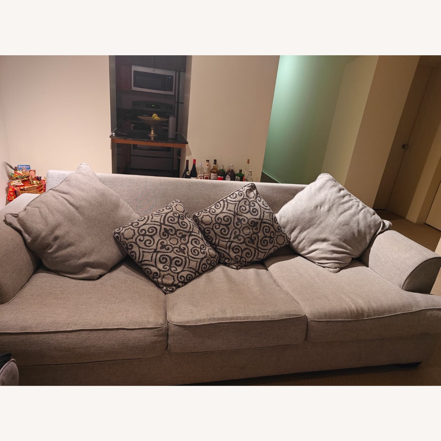 Light Gray Fabric 3+ Seater Sofa - image-1