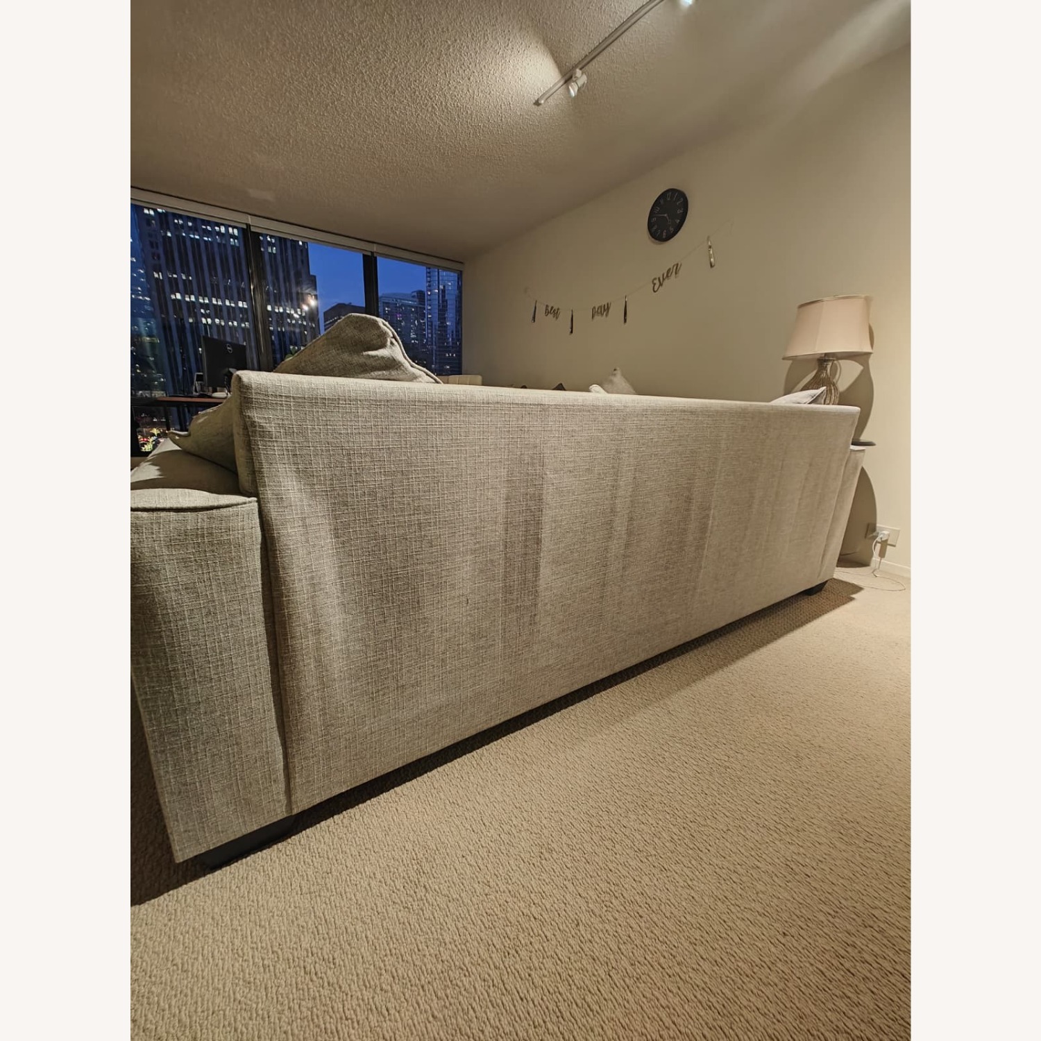 Light Gray Fabric 3+ Seater Sofa - image-3