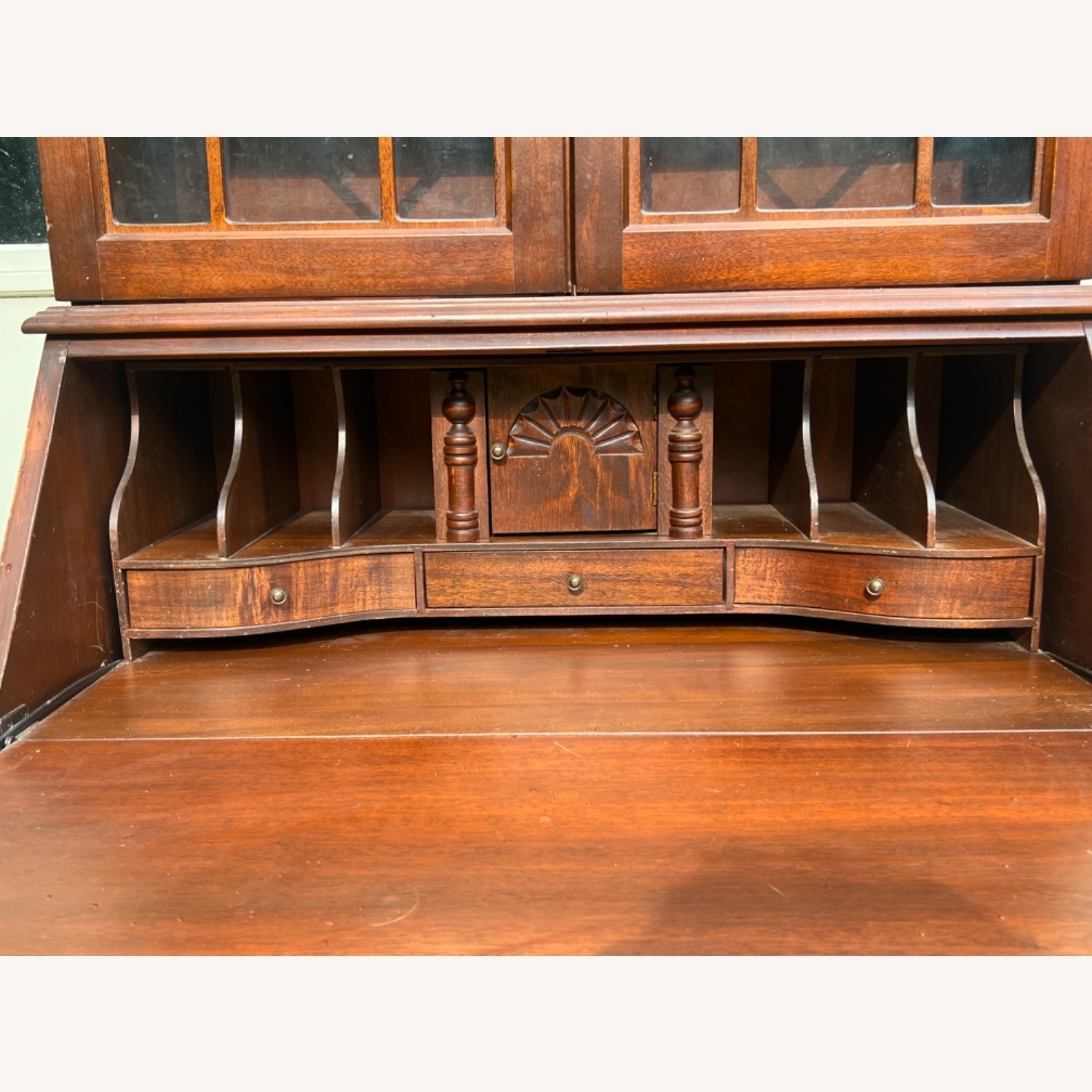 Vintage Mahogany Secretary Desk with Hutch - image-7