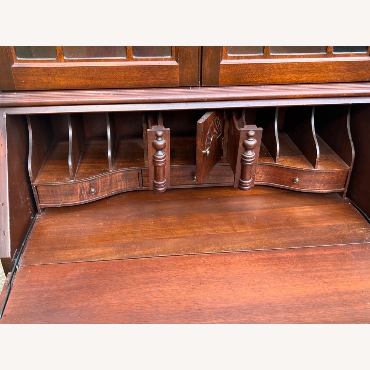 Vintage Mahogany Secretary Desk with Hutch - image-5