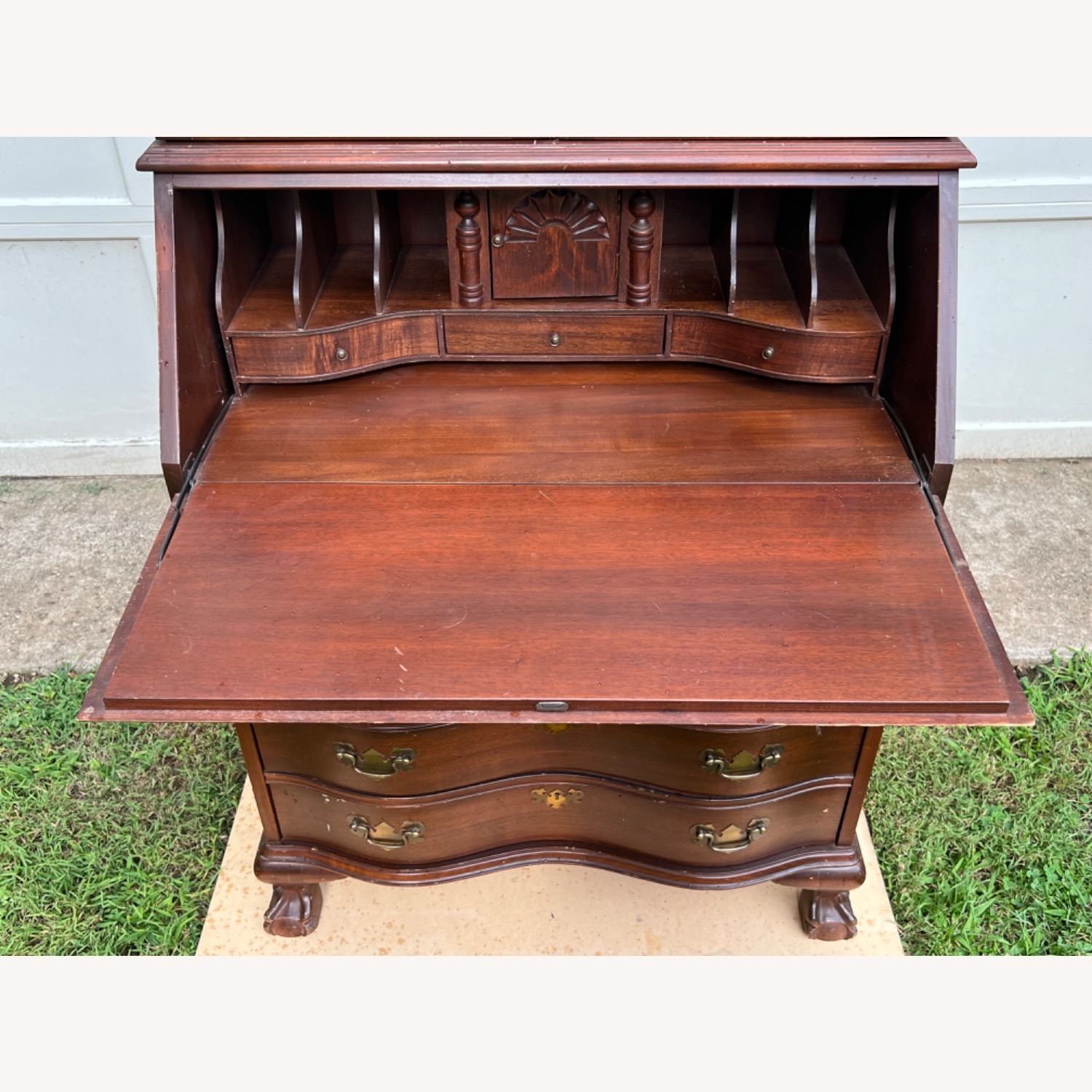 Vintage Mahogany Secretary Desk with Hutch - image-1