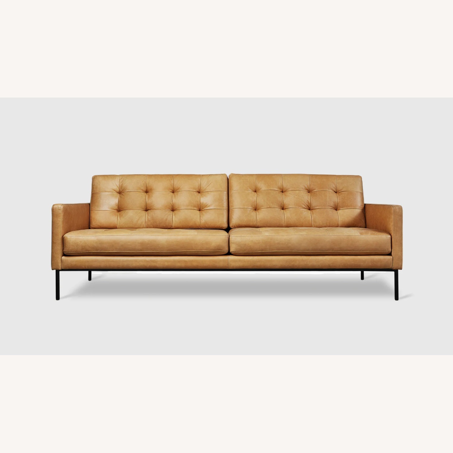Gus Modern Light Brown Leather 2 Seater Sofa - image-4