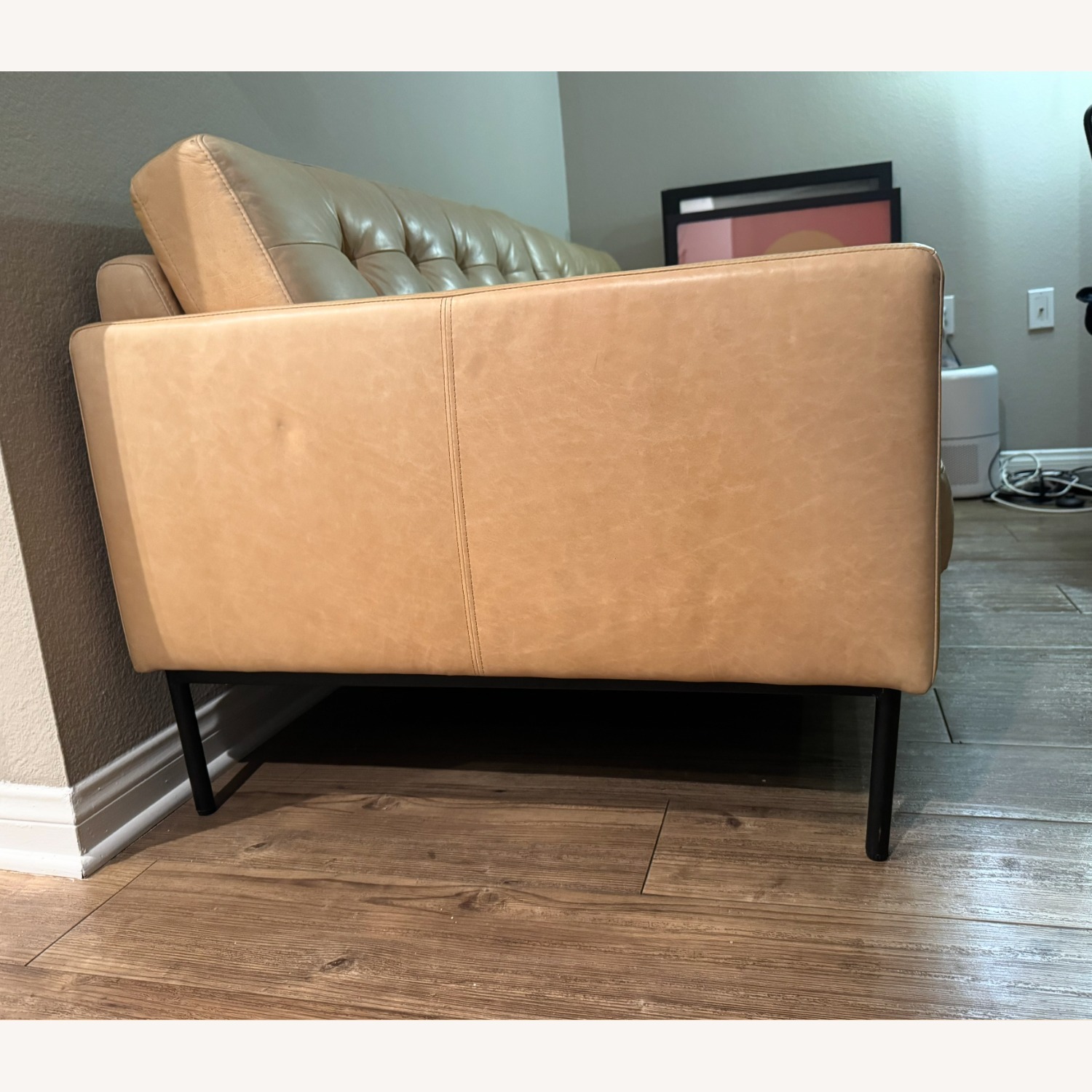 Gus Modern Light Brown Leather 2 Seater Sofa - image-3