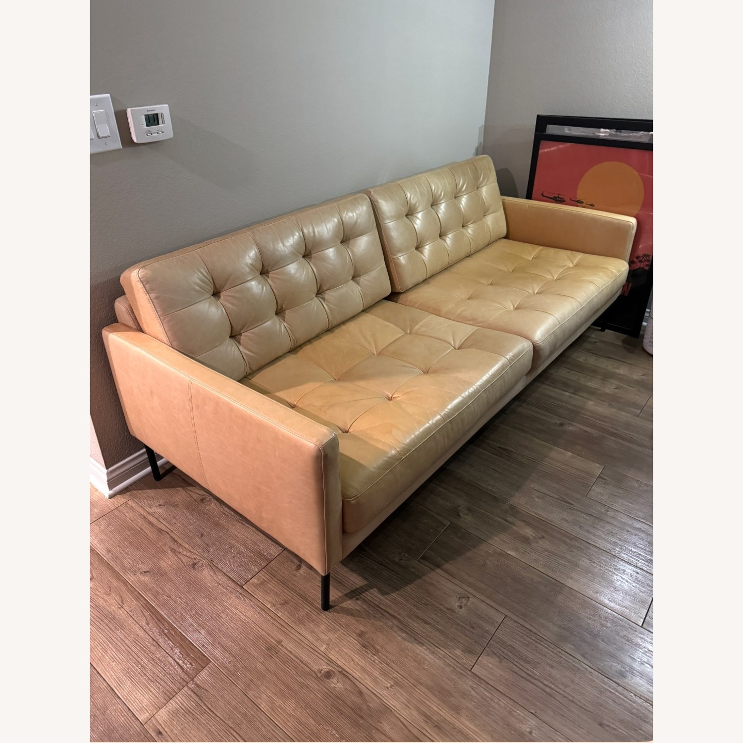 Gus Modern Light Brown Leather 2 Seater Sofa - image-2
