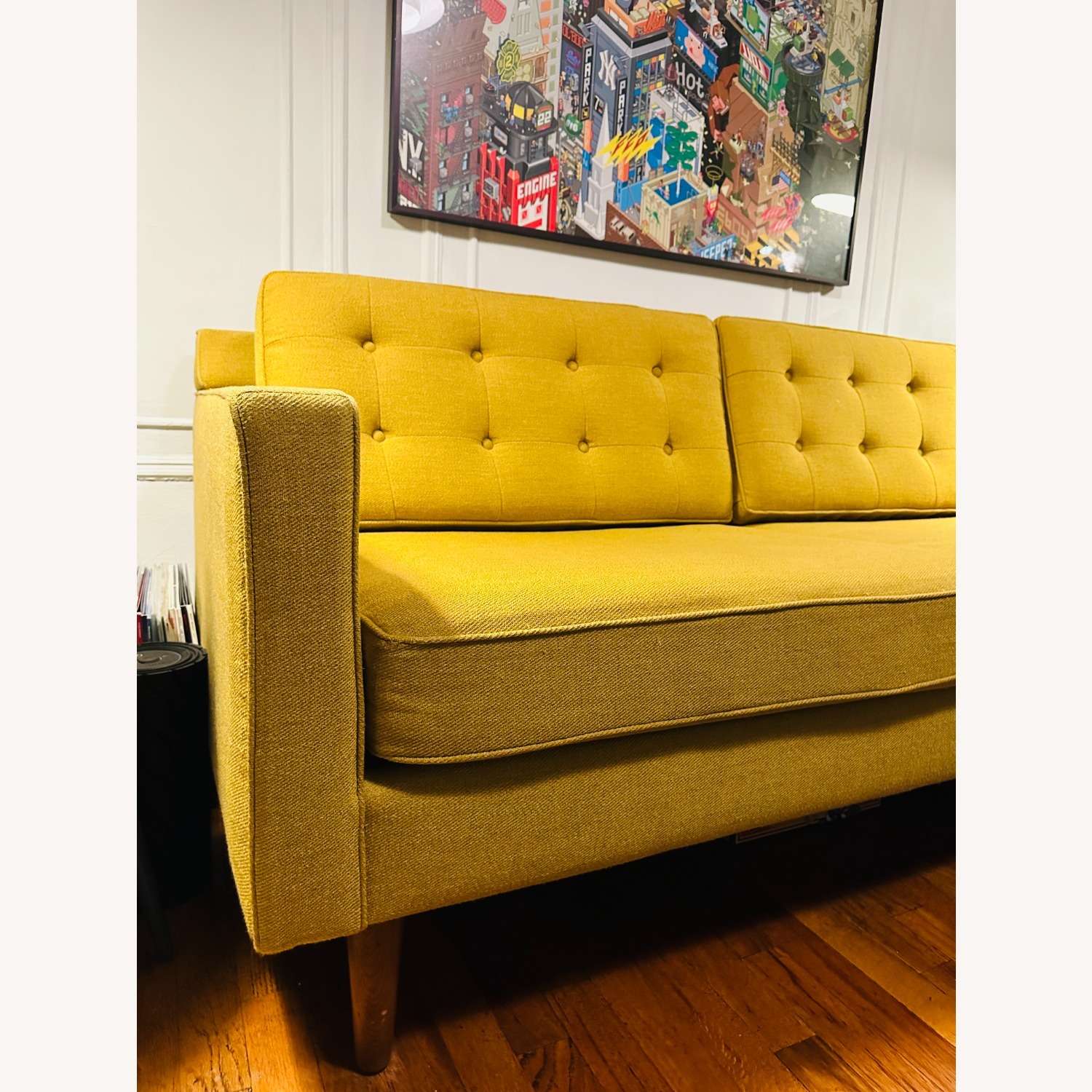 West Elm Drake Yellow Fabric 3+ Seater Sofa - image-4