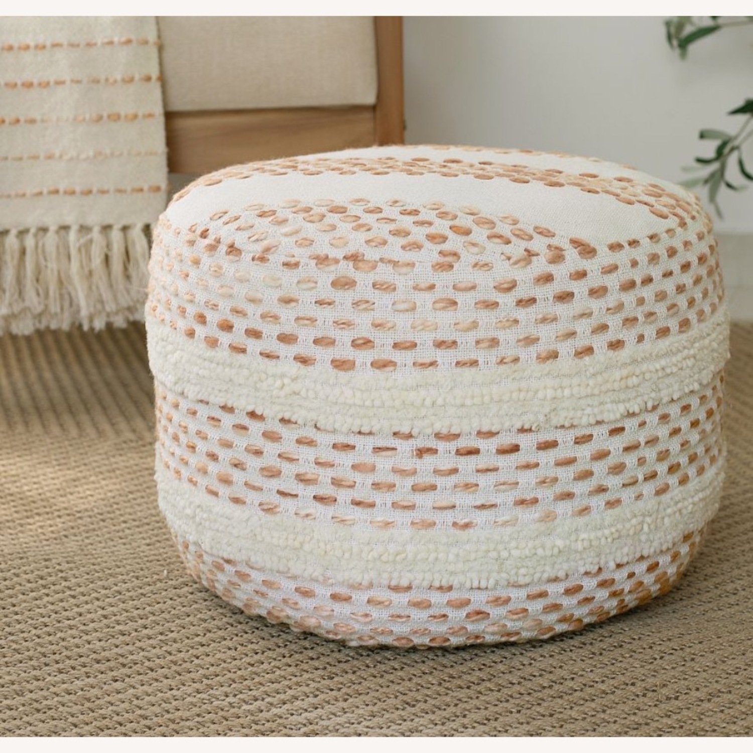 Pottery Barn Dash Fabric Ottoman - image-1