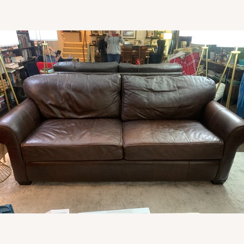 Used Arhaus Glenboro Cambridge Dark Brown Leather 3+ Seater Sofa for sale on AptDeco