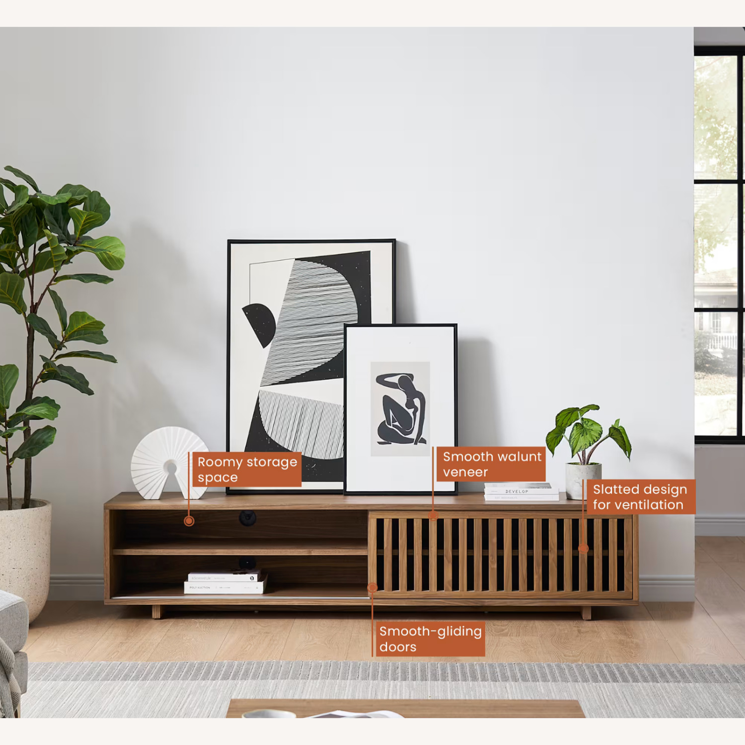 Castelry Luka Media Storage, Walnut - image-0