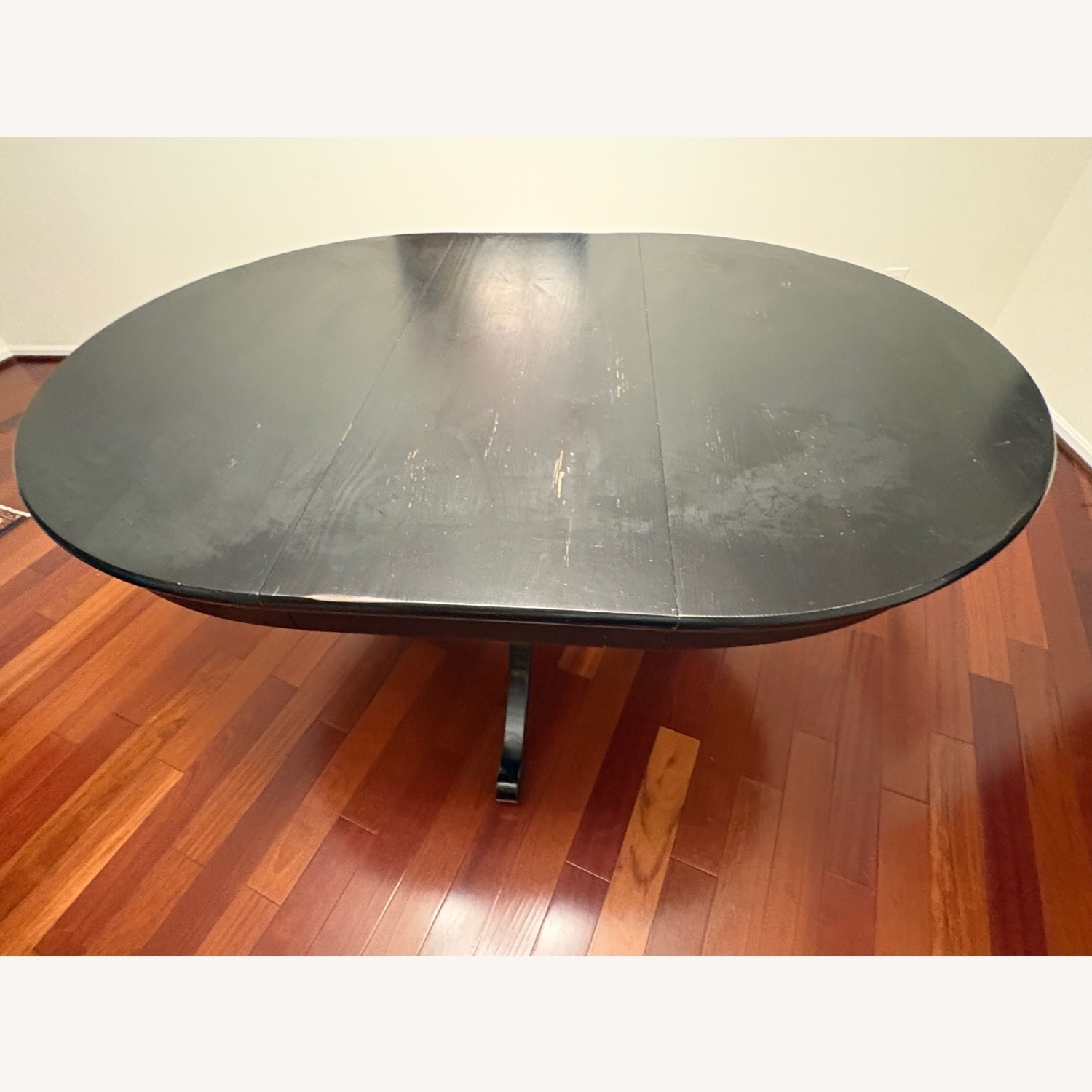 Crate & Barrel Dining Table with Leaf and Glass Cover - image-3