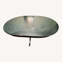 Crate & Barrel Dining Table with Leaf and Glass Cover