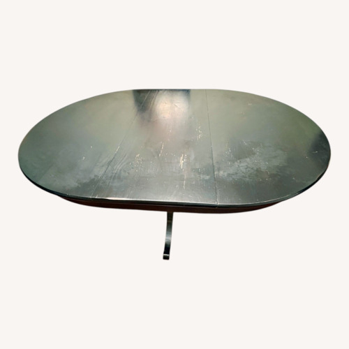 Used Crate & Barrel Dining Table with Leaf and Glass Cover for sale on AptDeco
