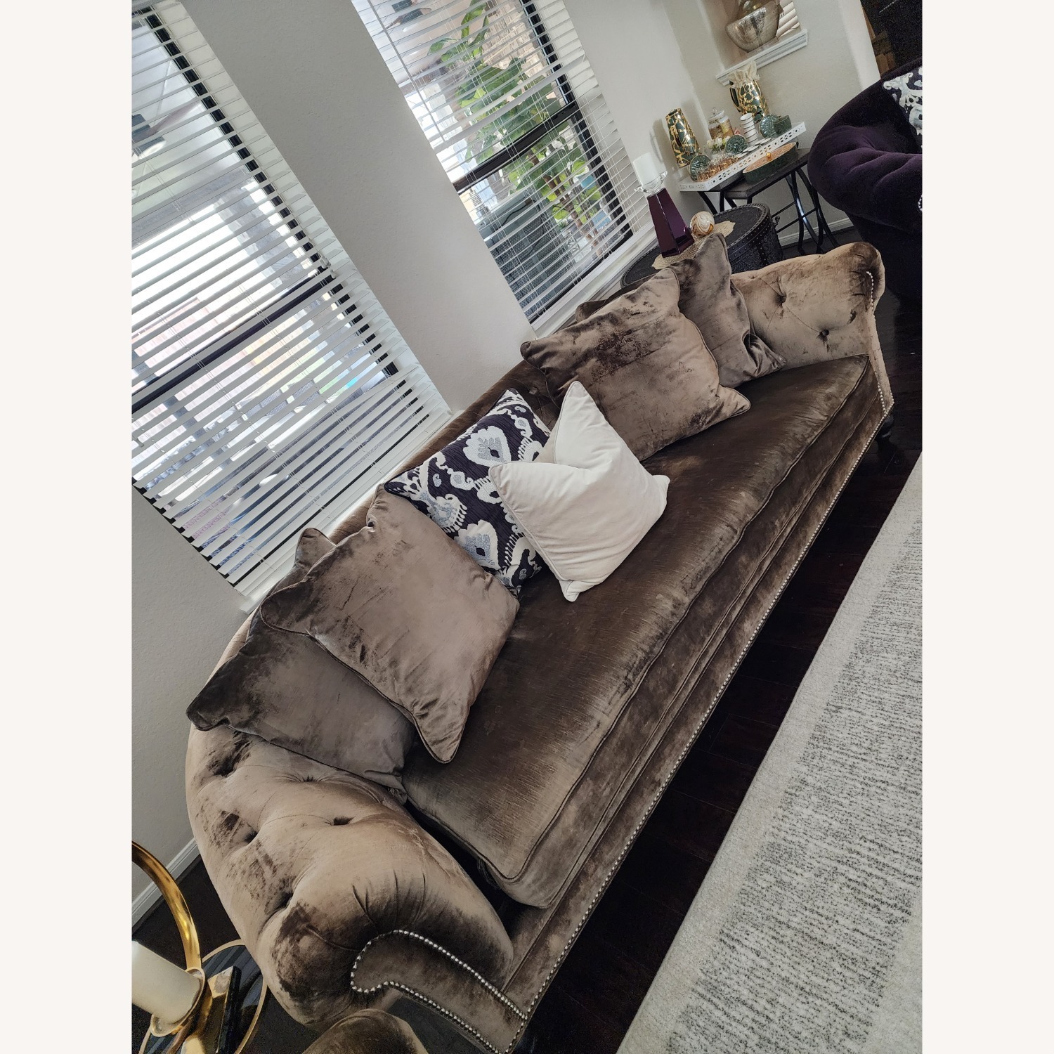 Z Gallerie Olivia Light Gray Velvet 3+ Seater Sofa - image-3