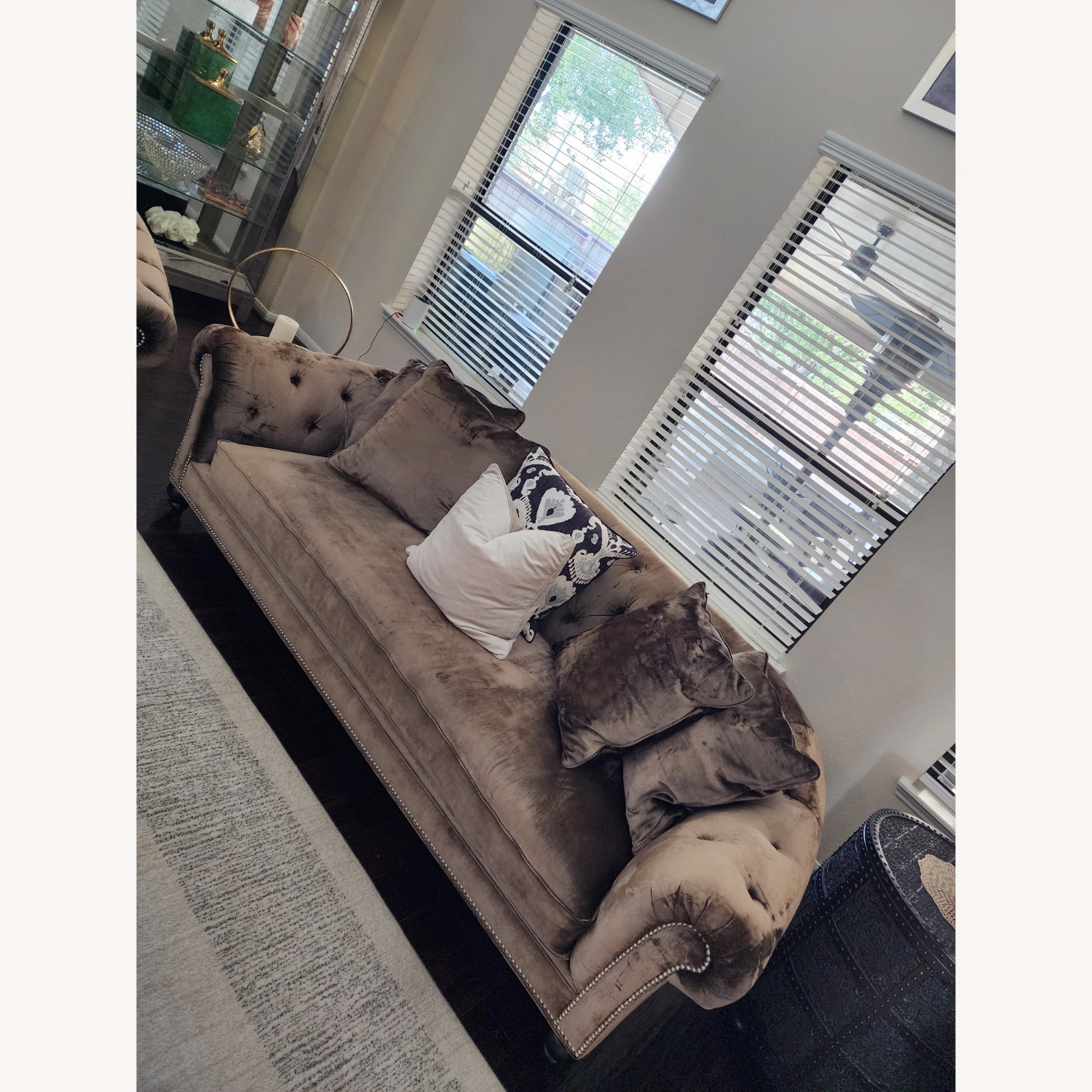 Z Gallerie Olivia Light Gray Velvet 3+ Seater Sofa - image-2