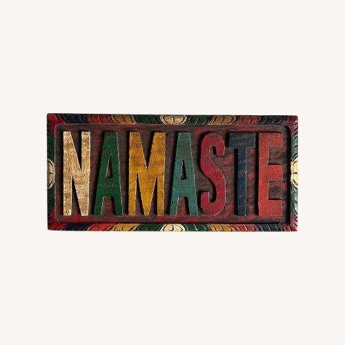 Used Hand-carved Painted Wooden Namaste Wall Plaque for sale on AptDeco