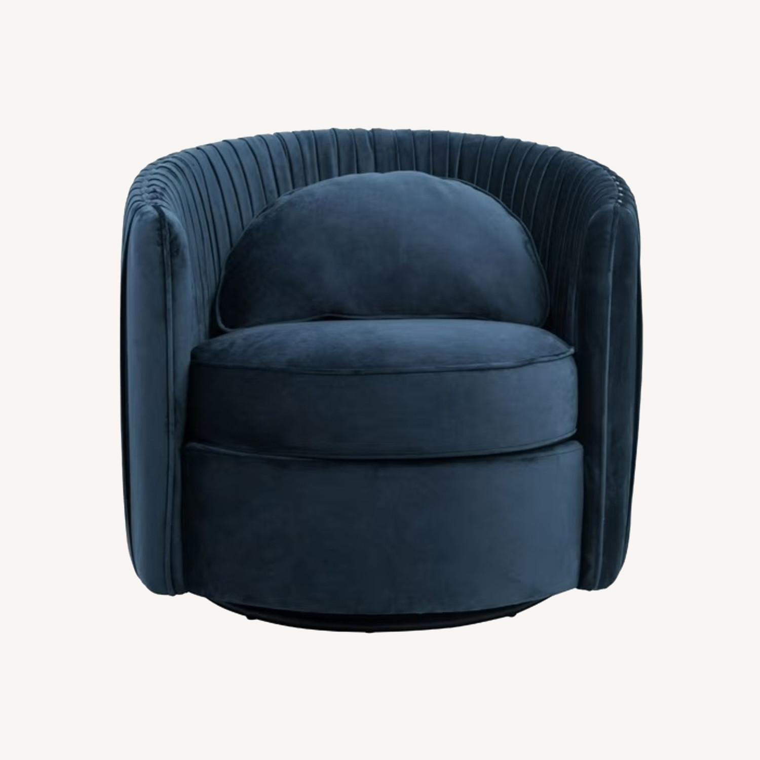 Pair of Pleated Velvet Swivel Accent Chairs - image-0