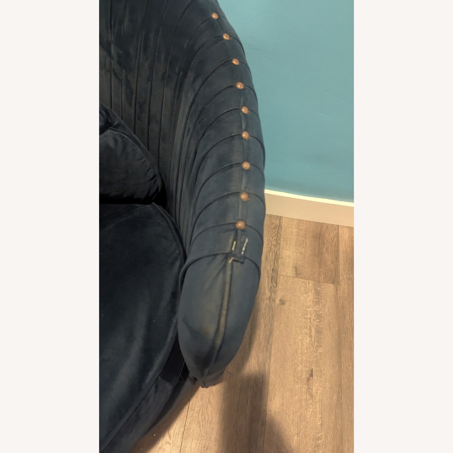 Pair of Pleated Velvet Swivel Accent Chairs - image-3