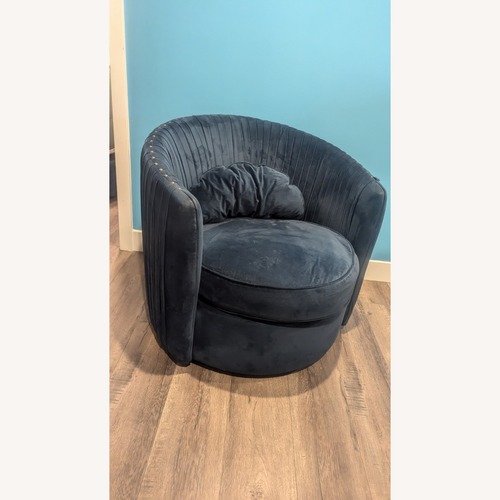 Used Pair of Pleated Velvet Swivel Accent Chairs for sale on AptDeco