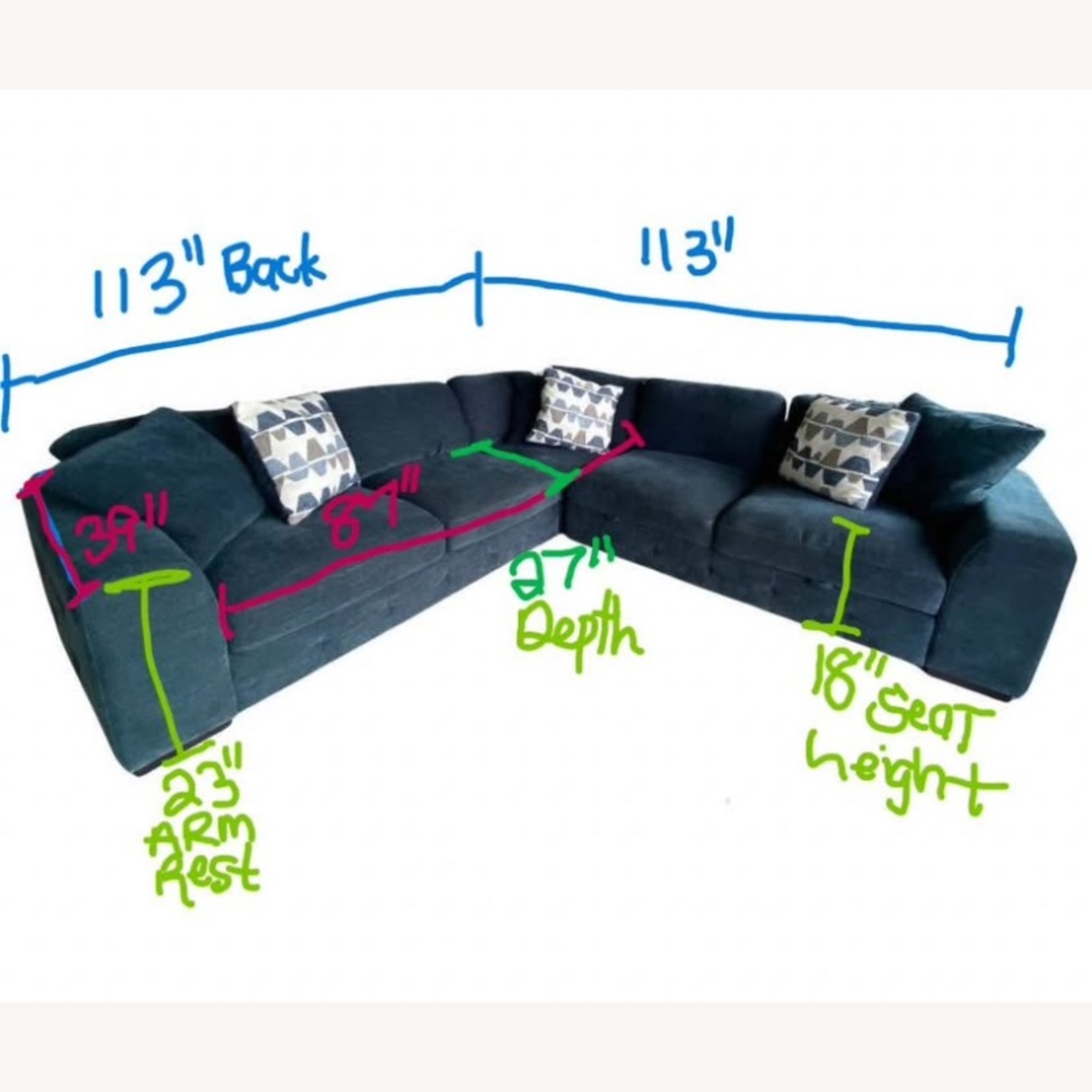 Alexandria Blue Playground Sectional Sofa - image-4