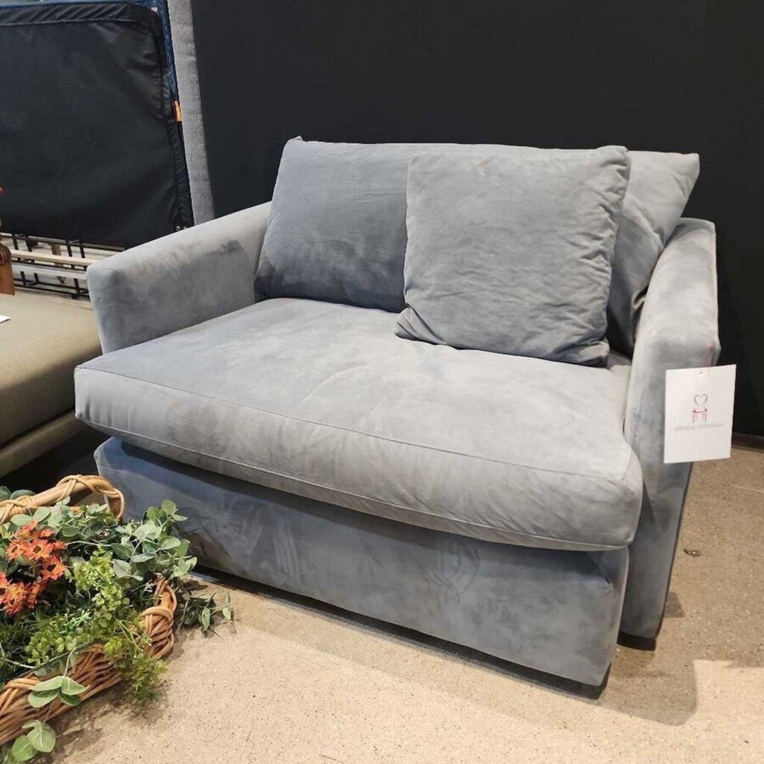 Crate & Barrel Velvet Chair & A Half - image-2