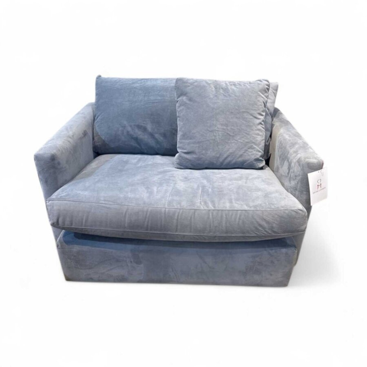 Crate & Barrel Velvet Chair & A Half - image-1