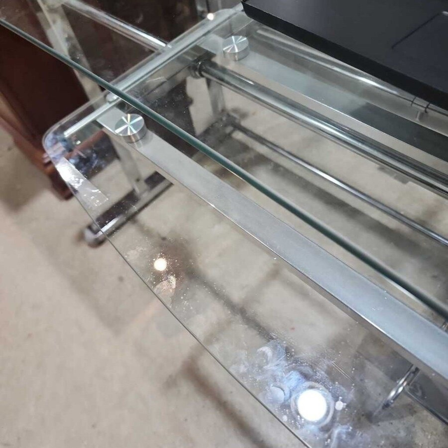Tempered Glass Computer Desk w/ Pull-Out Tray - image-5