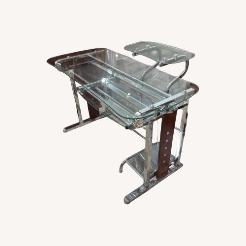Used Tempered Glass Computer Desk w/ Pull-Out Tray for sale on AptDeco
