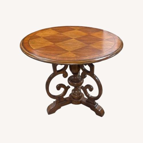 Used Round Solid Wood Parquet Foyer Table for sale on AptDeco