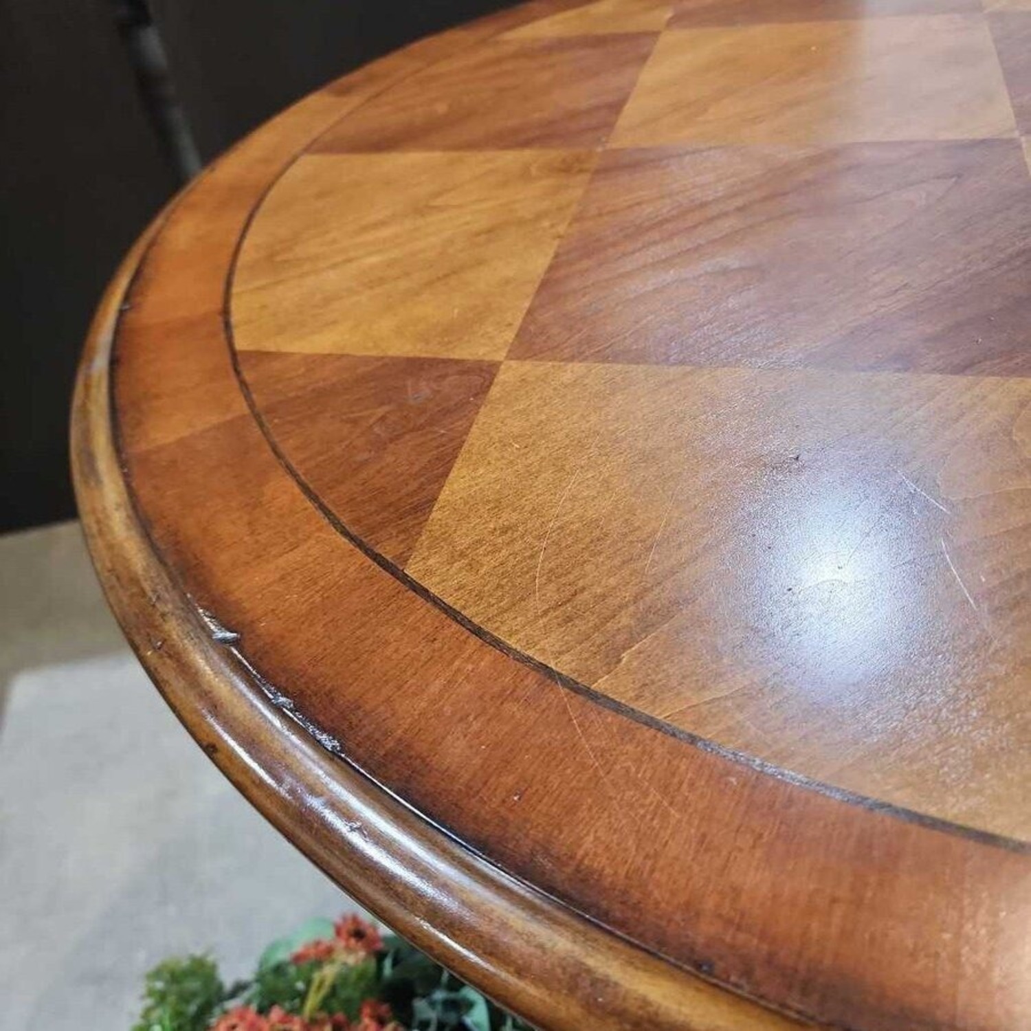 Round Solid Wood Parquet Foyer Table - image-5