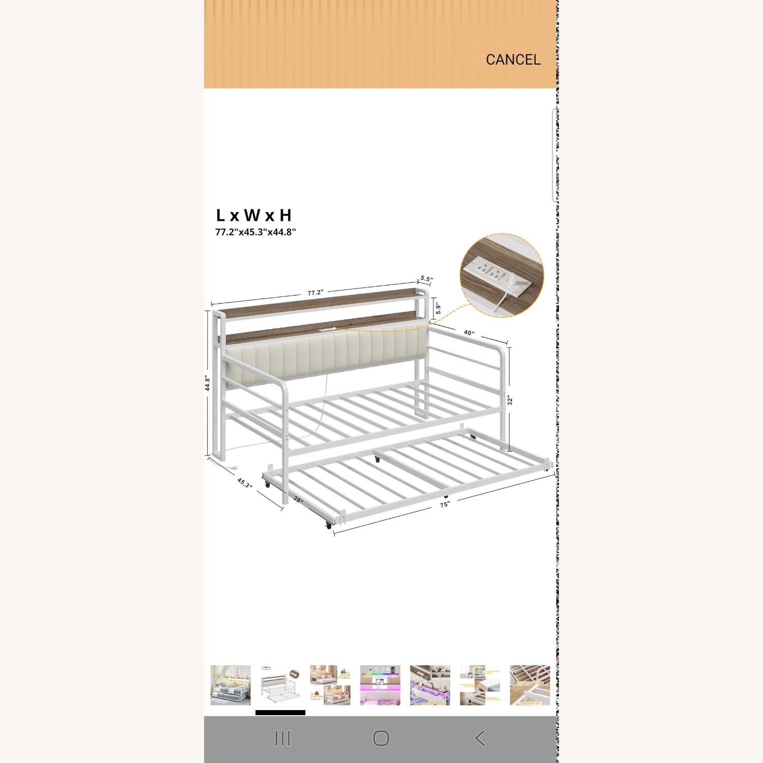 Daybed With Trundle and LED Lights - image-1
