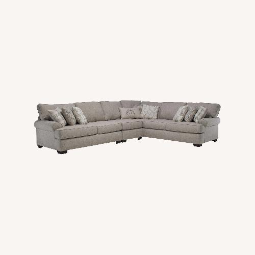 Used Ashley Beige Fabric 3 Piece Sectional- Left Arm for sale on AptDeco