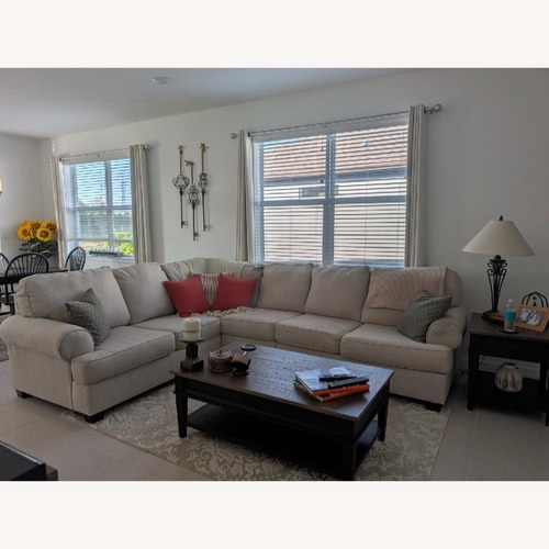 Used Ashley Beige Fabric 3 Piece Sectional- Left Arm for sale on AptDeco