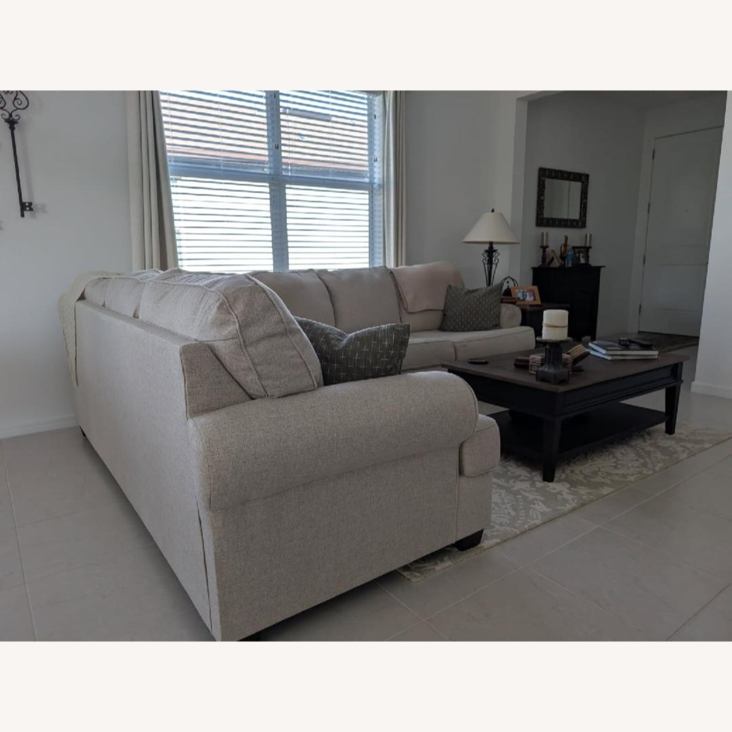 Ashley Beige Fabric 3 Piece Sectional- Left Arm - image-3