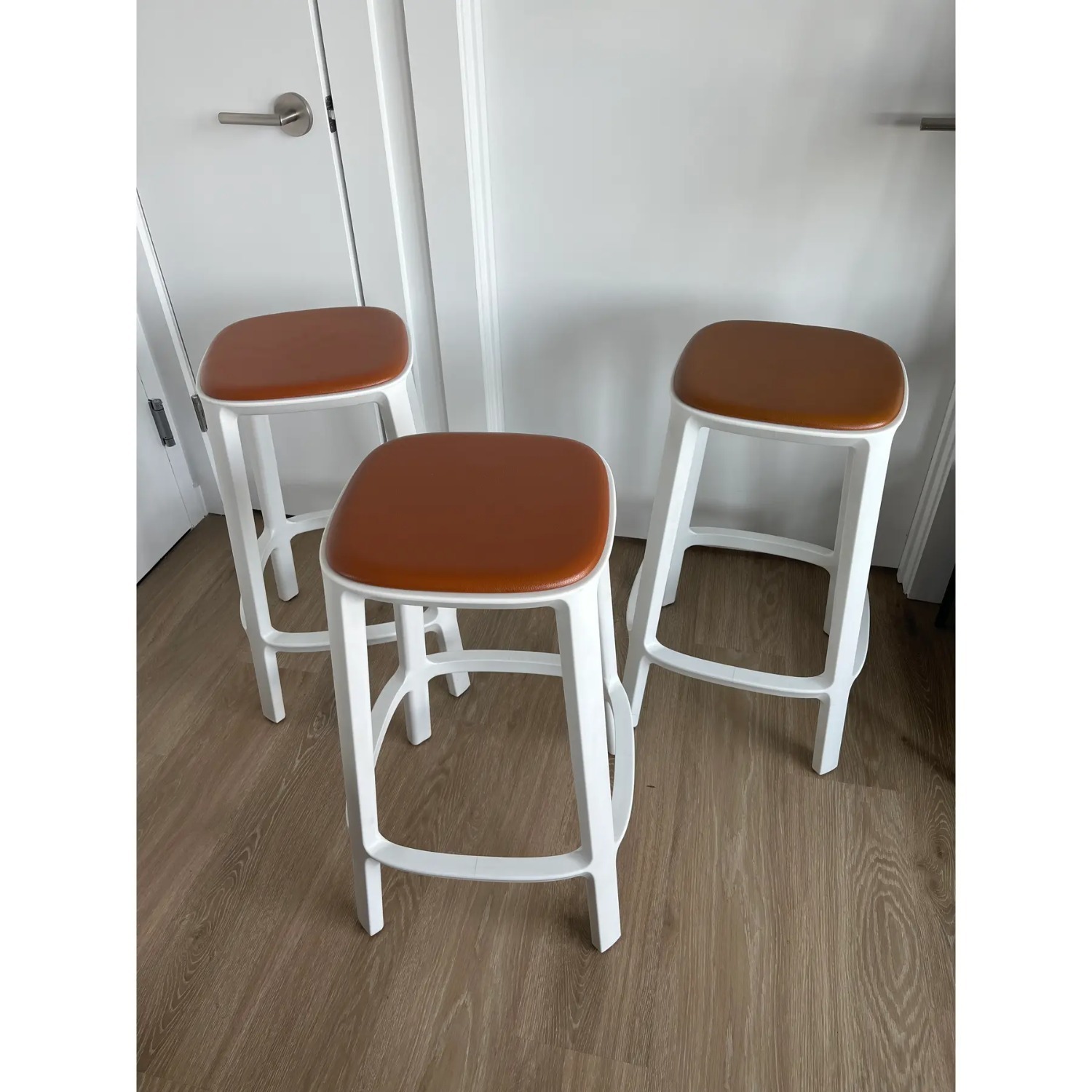 Cognac and White Counter Stools - image-3