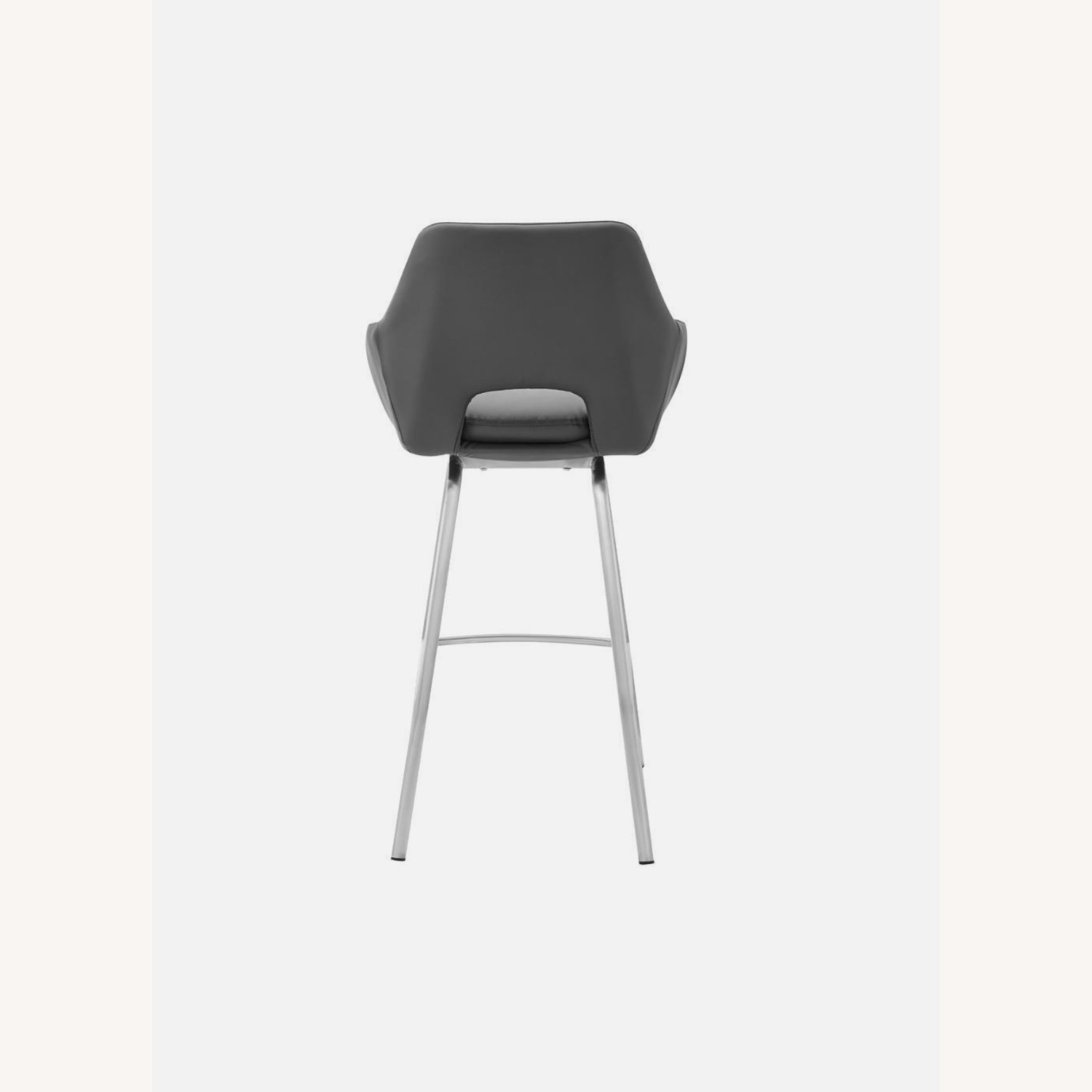 Armen Living Dark Gray Faux Leather Stool - image-3