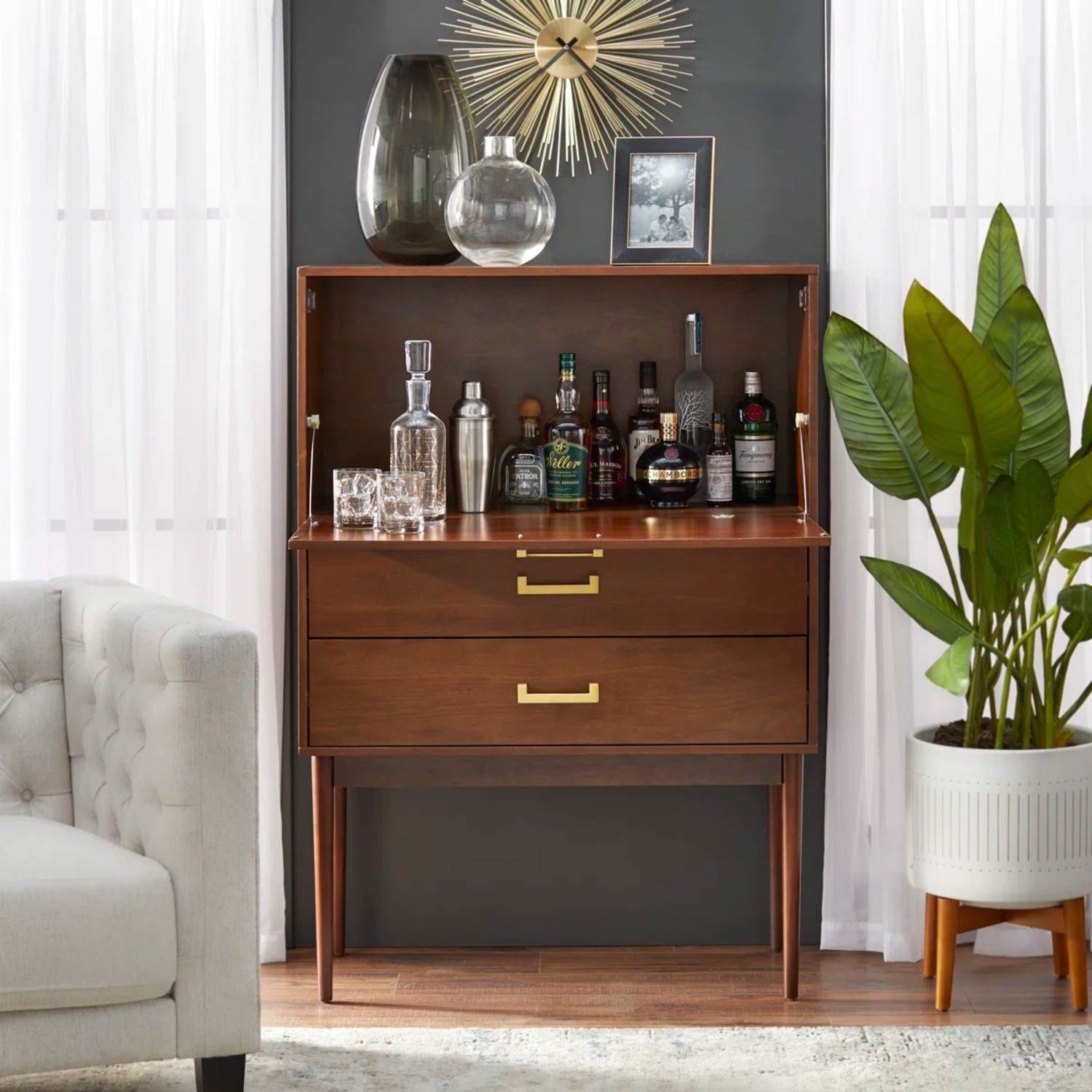 Solid Wood Bar Cabinet - image-3