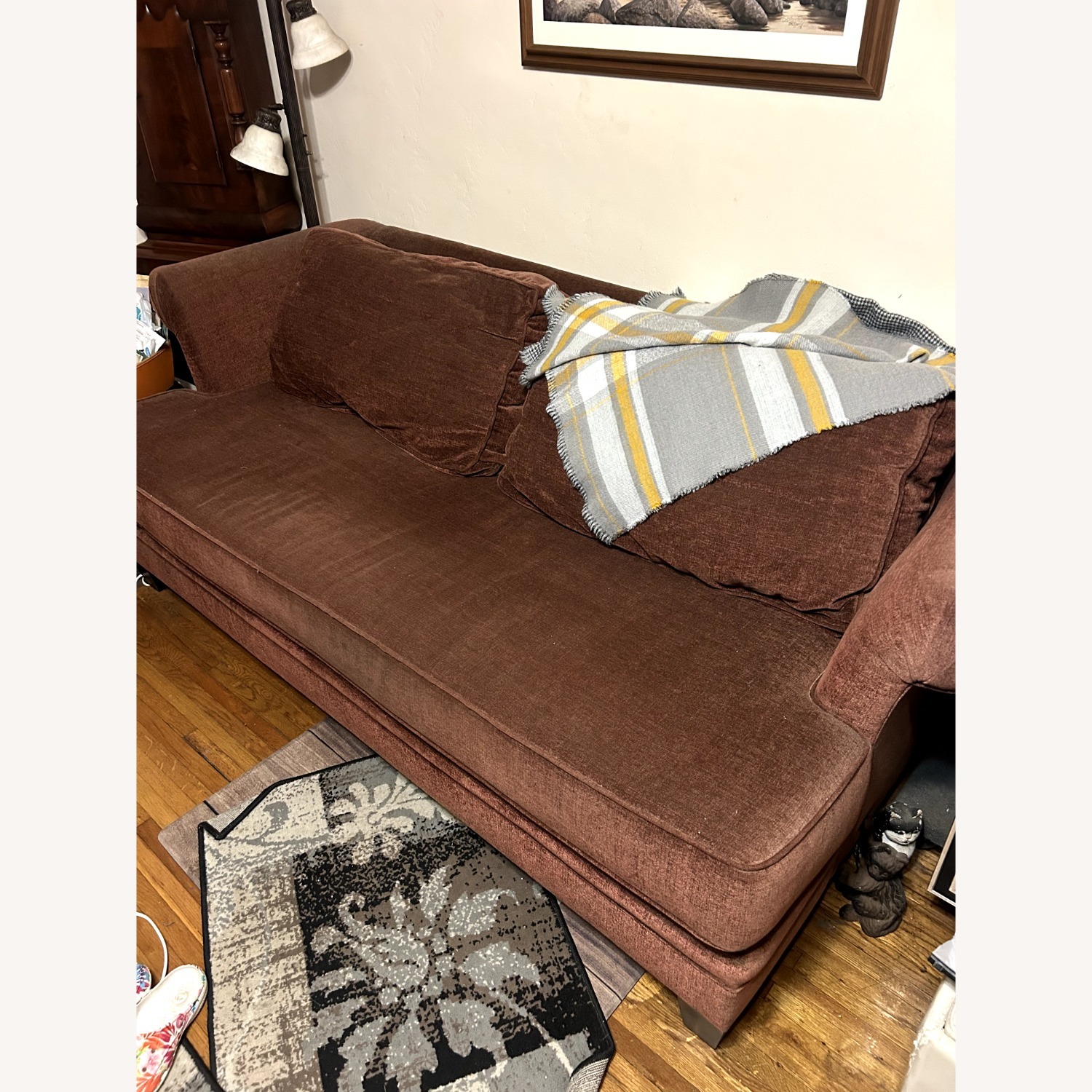 Dark Brown Fabric Loveseat - image-3