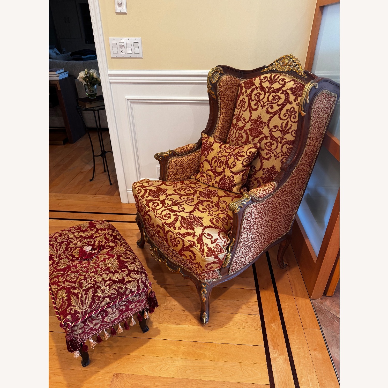 Red Fabric Armchair - image-4